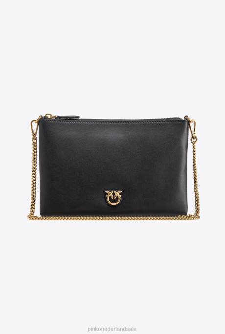 crossbodytassen | L4881184 klassieke platte liefdestas gewoon Pinko zwart-antiek goud
