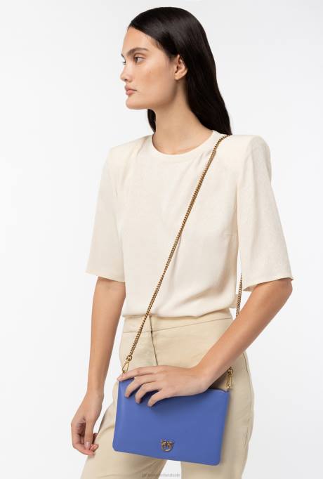 crossbodytassen | L4881186 klassieke platte liefdestas gewoon Pinko corsica blauw-antiek goud
