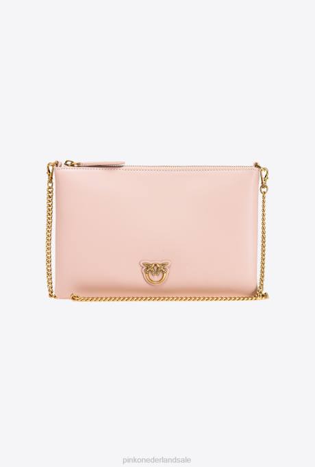 crossbodytassen | L4881187 platte lovebag gewoon Pinko stoffig roze-antiek goud