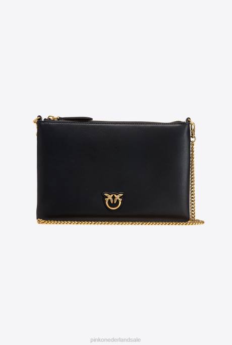 crossbodytassen | L4881189 platte lovebag gewoon Pinko zwart-antiek goud