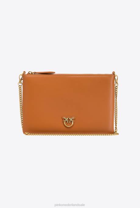 crossbodytassen | L4881191 platte lovebag gewoon Pinko cognac-antiek goud