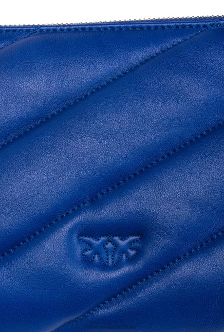 crossbodytassen | L4881192 platte tas van gewatteerd nappaleer Pinko clematis blauw-antiek goud