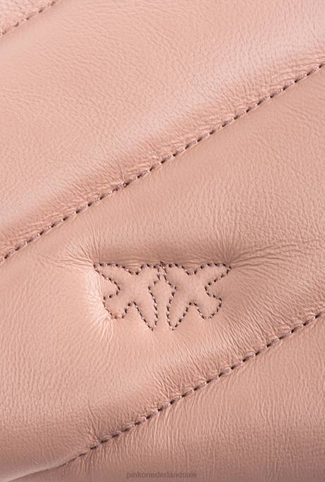 crossbodytassen | L4881194 platte tas van gewatteerd nappaleer Pinko stoffig roze-antiek goud