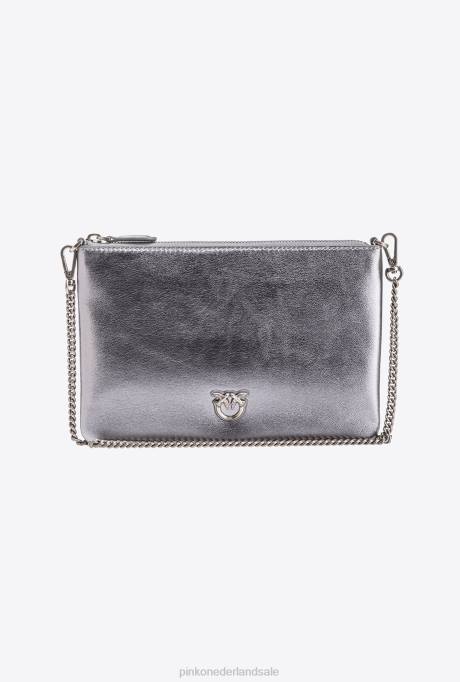 crossbodytassen | L4881195 verijdelde klassieke platte liefdestas Pinko zilver oud zilver