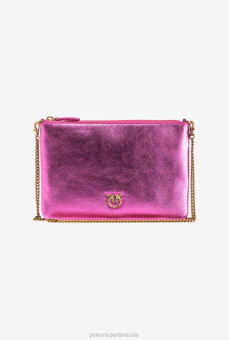 crossbodytassen | L4881197 verijdelde klassieke platte liefdestas Pinko roze-antiek goud
