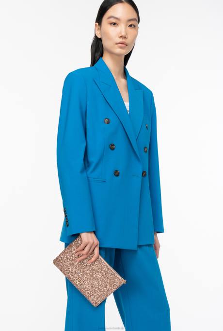 crossbodytassen | L4881200 glinsterende klassieke platte liefdestas Pinko stoffig roze-antiek goud