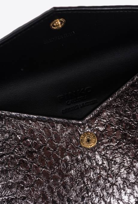 clutches | L4881170 galleria platte kaarthouder in gelamineerde reptielenhuid Pinko gunmetal grijs-glanzend goud