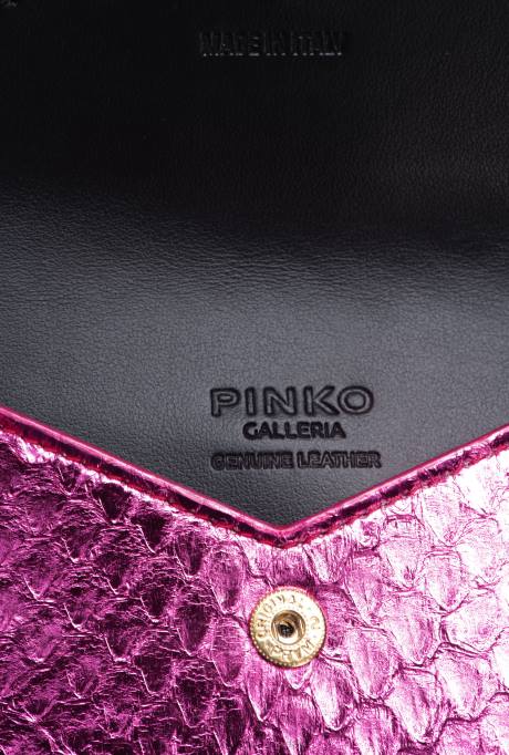 clutches | L4881172 galleria platte kaarthouder in gelamineerde reptielenhuid Pinko fuchsia-glanzend goud