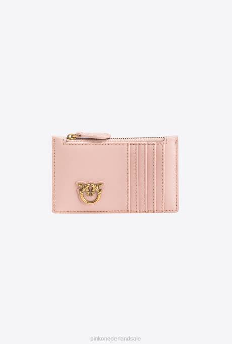 clutches | L4881181 kaarthouder met ritssluiting Pinko stoffig roze-antiek goud