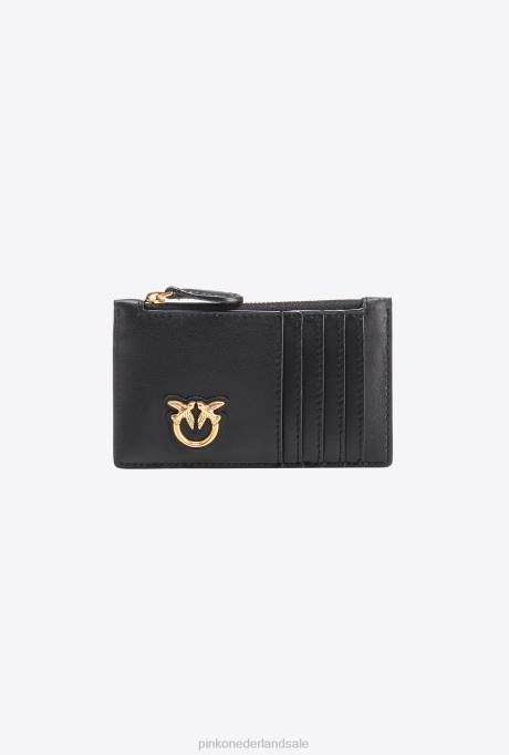 clutches | L4881183 kaarthouder met ritssluiting Pinko zwart-antiek goud