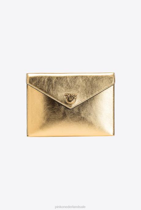 clutches | L4881203 gelamineerde platte tas Pinko antiek goud