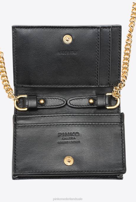 microlove-zakjes | L4881165 galleria veelkleurige kaarthouder met schouderriem van reptielenleer Pinko veelkleurig glanzend goud