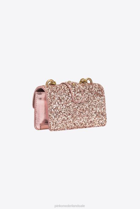 microlove-zakjes | L4881207 micro love bag korrelige glitter Pinko stoffig roze-antiek goud