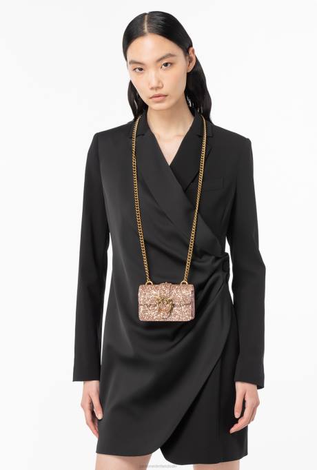 microlove-zakjes | L4881207 micro love bag korrelige glitter Pinko stoffig roze-antiek goud