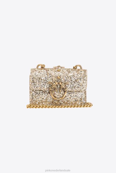 microlove-zakjes | L4881208 micro love bag korrelige glitter Pinko antiek goud