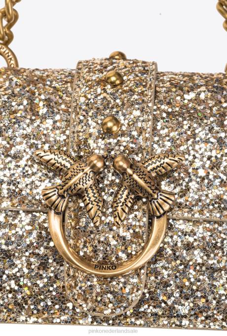 microlove-zakjes | L4881208 micro love bag korrelige glitter Pinko antiek goud
