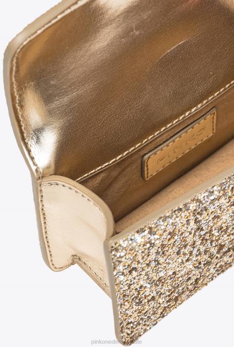 microlove-zakjes | L4881208 micro love bag korrelige glitter Pinko antiek goud