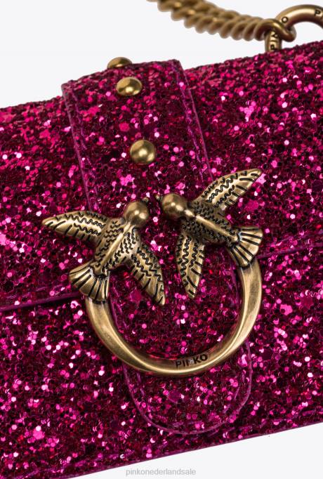 microlove-zakjes | L4881209 micro love bag korrelige glitter Pinko roze-antiek goud