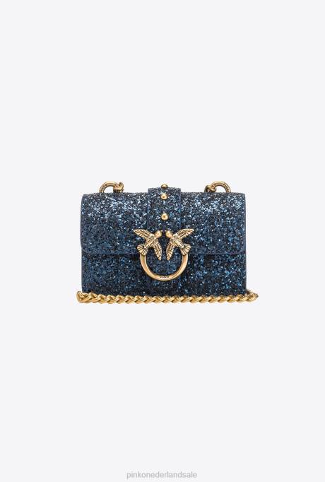 microlove-zakjes | L4881210 micro love bag korrelige glitter Pinko clematis blauw-antiek goud