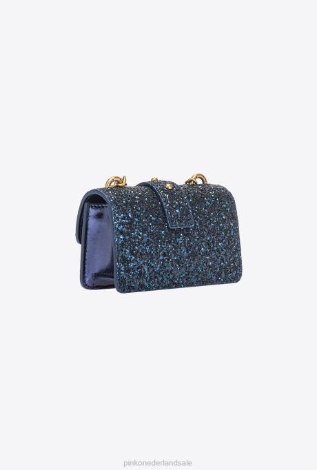 microlove-zakjes | L4881210 micro love bag korrelige glitter Pinko clematis blauw-antiek goud