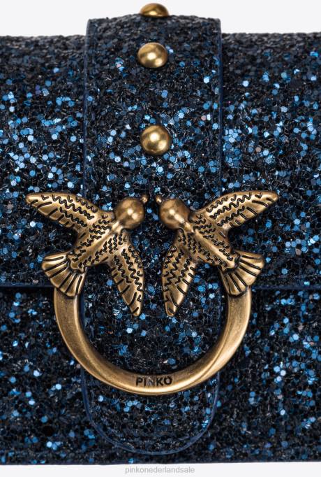 microlove-zakjes | L4881210 micro love bag korrelige glitter Pinko clematis blauw-antiek goud