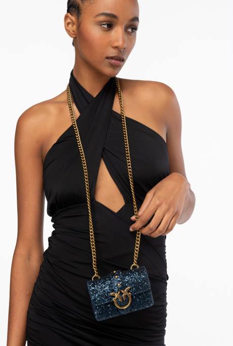 microlove-zakjes | L4881210 micro love bag korrelige glitter Pinko clematis blauw-antiek goud