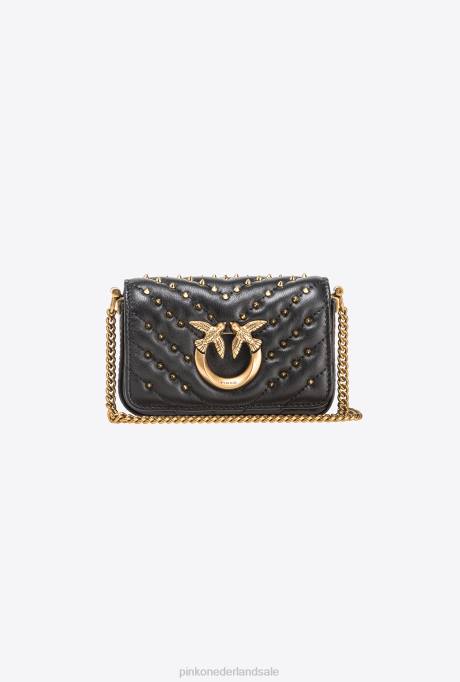 microlove-zakjes | L4881215 micro love bag klik chevron studs Pinko zwart-antiek goud
