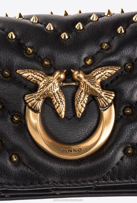 microlove-zakjes | L4881215 micro love bag klik chevron studs Pinko zwart-antiek goud