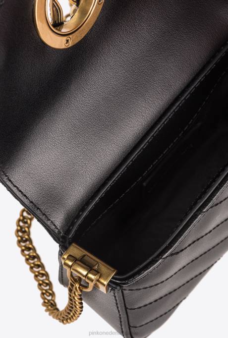 microlove-zakjes | L4881215 micro love bag klik chevron studs Pinko zwart-antiek goud