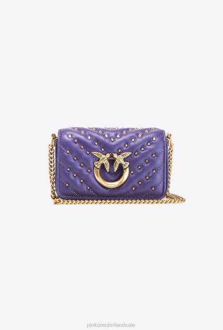 microlove-zakjes | L4881216 micro love bag klik chevron studs Pinko plumeria paars-antiek goud