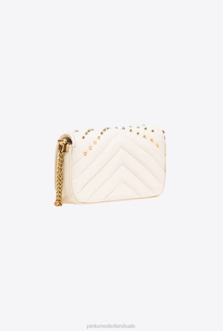 microlove-zakjes | L4881217 micro love bag klik chevron studs Pinko wit-antiek goud