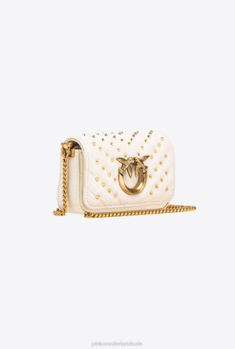microlove-zakjes | L4881217 micro love bag klik chevron studs Pinko wit-antiek goud