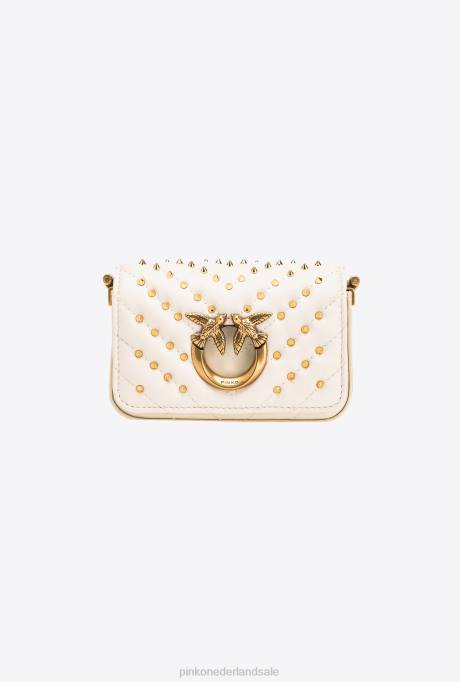 microlove-zakjes | L4881217 micro love bag klik chevron studs Pinko wit-antiek goud