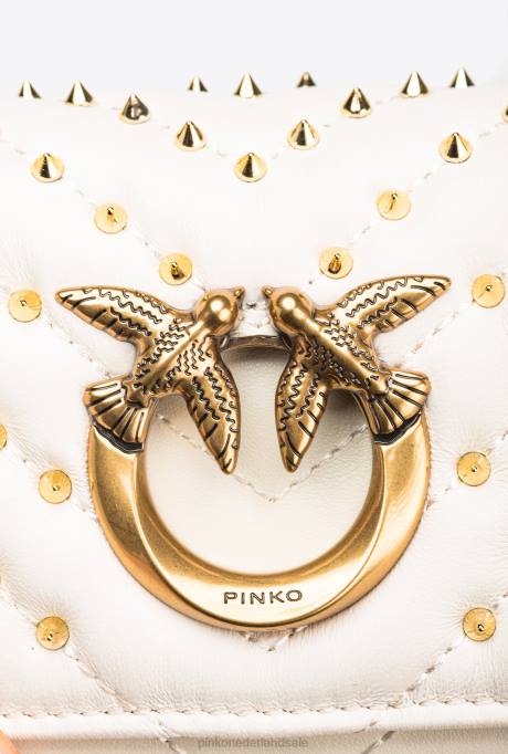 microlove-zakjes | L4881217 micro love bag klik chevron studs Pinko wit-antiek goud