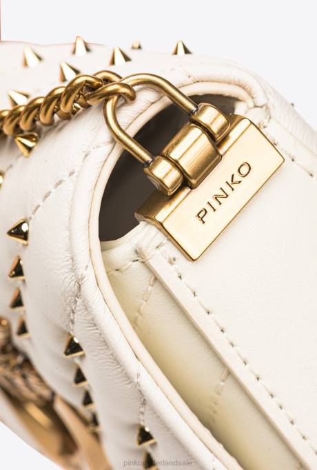 microlove-zakjes | L4881217 micro love bag klik chevron studs Pinko wit-antiek goud