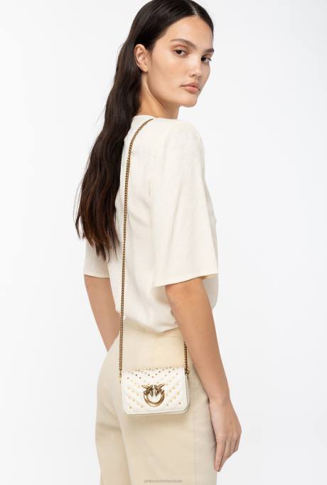 microlove-zakjes | L4881217 micro love bag klik chevron studs Pinko wit-antiek goud