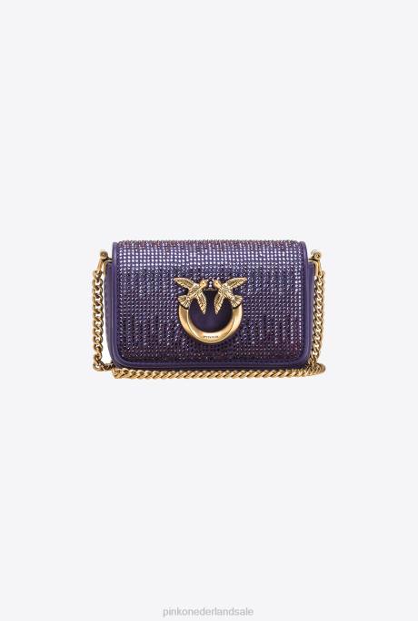 microlove-zakjes | L4881218 micro love bag klik vol strass Pinko plumeria paars-antiek goud