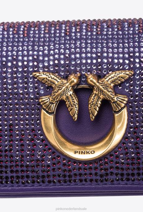 microlove-zakjes | L4881218 micro love bag klik vol strass Pinko plumeria paars-antiek goud