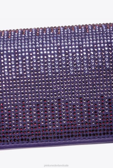 microlove-zakjes | L4881218 micro love bag klik vol strass Pinko plumeria paars-antiek goud