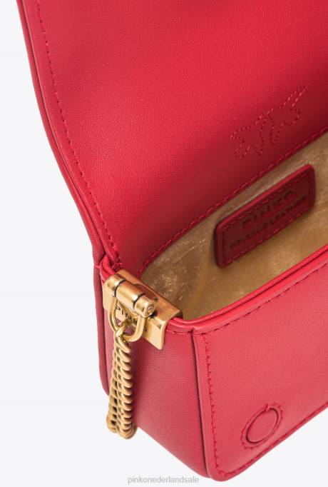 microlove-zakjes | L4881219 micro love bag klik vol strass Pinko granaat rood-antiek goud