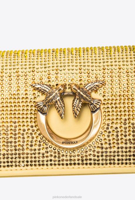 microlove-zakjes | L4881220 micro love bag klik vol strass Pinko waterig geel-antiek goud
