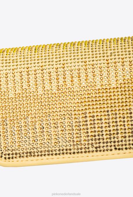 microlove-zakjes | L4881220 micro love bag klik vol strass Pinko waterig geel-antiek goud