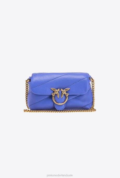 microlove-zakjes | L4881227 micro love bag bladerdeeg Pinko corsica blauw-antiek goud
