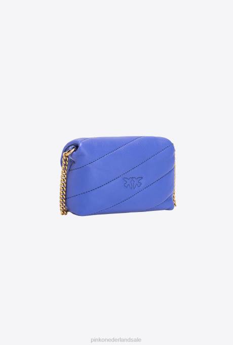 microlove-zakjes | L4881227 micro love bag bladerdeeg Pinko corsica blauw-antiek goud
