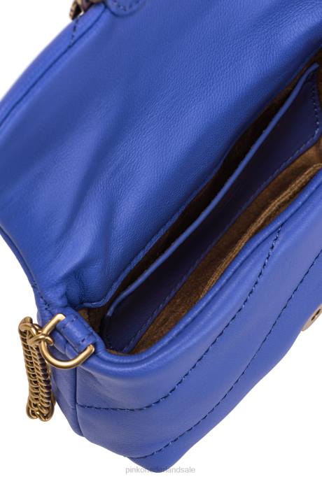 microlove-zakjes | L4881227 micro love bag bladerdeeg Pinko corsica blauw-antiek goud