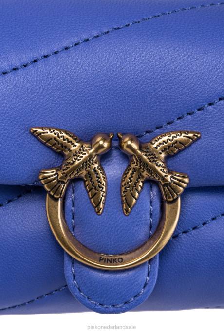 microlove-zakjes | L4881227 micro love bag bladerdeeg Pinko corsica blauw-antiek goud