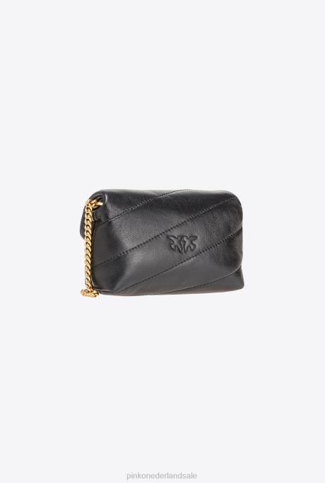 microlove-zakjes | L4881229 micro love bag bladerdeeg Pinko zwart-antiek goud