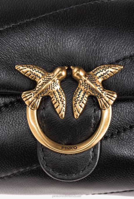 microlove-zakjes | L4881229 micro love bag bladerdeeg Pinko zwart-antiek goud