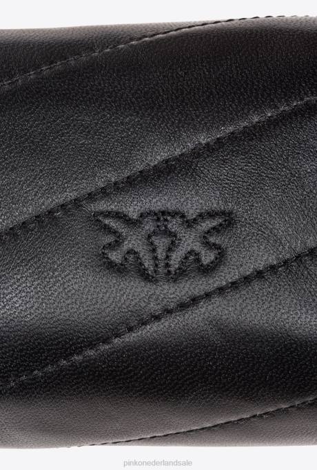 microlove-zakjes | L4881229 micro love bag bladerdeeg Pinko zwart-antiek goud