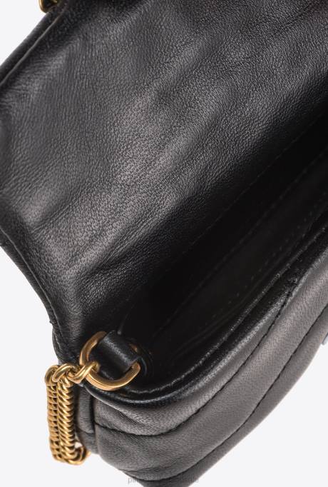 microlove-zakjes | L4881229 micro love bag bladerdeeg Pinko zwart-antiek goud